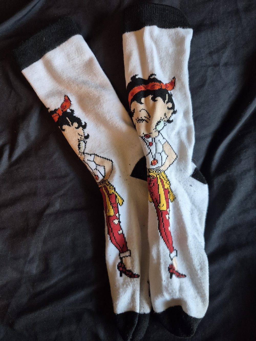 *NEVER WORN* NWOT WASHED 2 SELL White Betty Boop Graphic Socks with Blk Accents